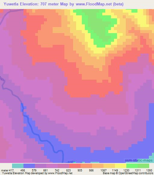 Yuwetla,Papua New Guinea Elevation Map