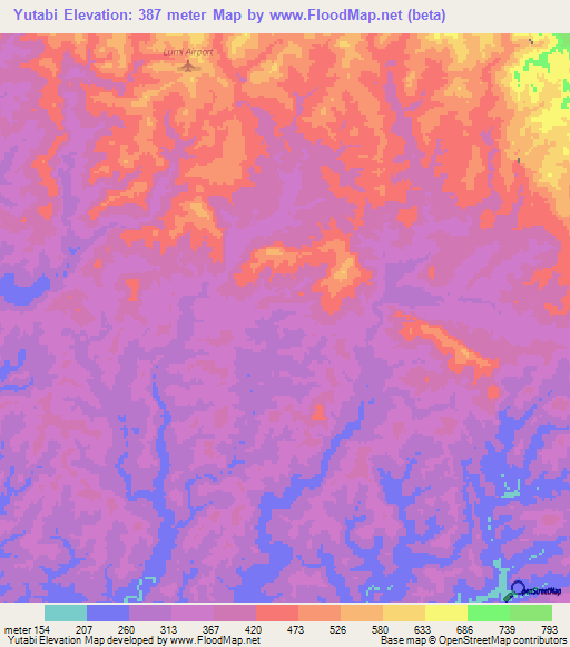 Yutabi,Papua New Guinea Elevation Map