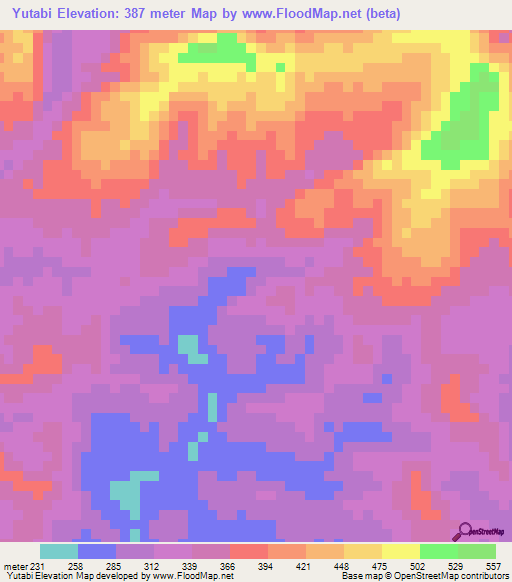 Yutabi,Papua New Guinea Elevation Map