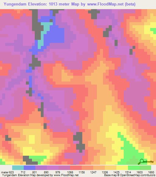 Yungendam,Papua New Guinea Elevation Map