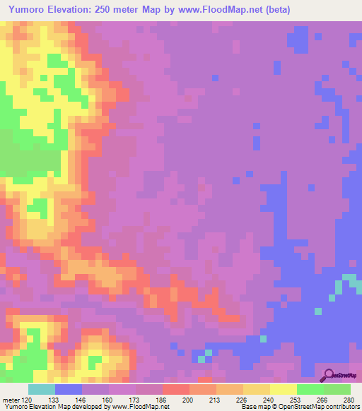 Yumoro,Papua New Guinea Elevation Map