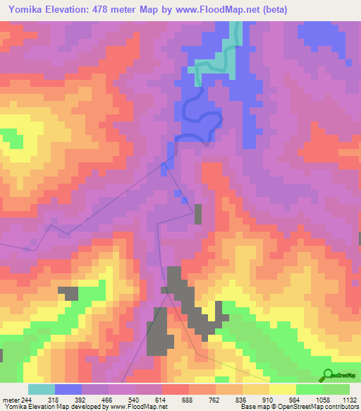 Yomika,Papua New Guinea Elevation Map