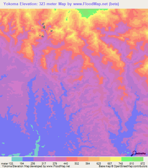 Yokoma,Papua New Guinea Elevation Map