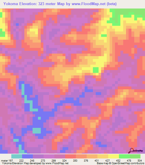 Yokoma,Papua New Guinea Elevation Map