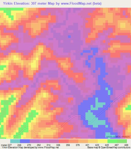 Yirkin,Papua New Guinea Elevation Map