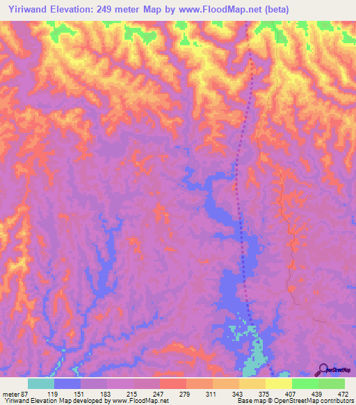 Yiriwand,Papua New Guinea Elevation Map