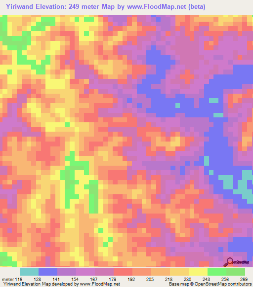 Yiriwand,Papua New Guinea Elevation Map