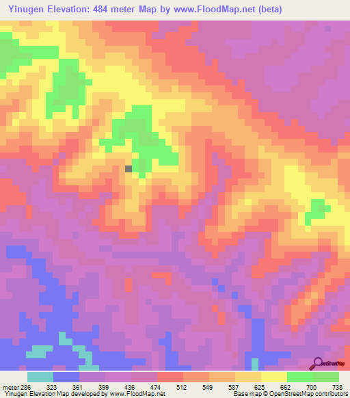 Yinugen,Papua New Guinea Elevation Map