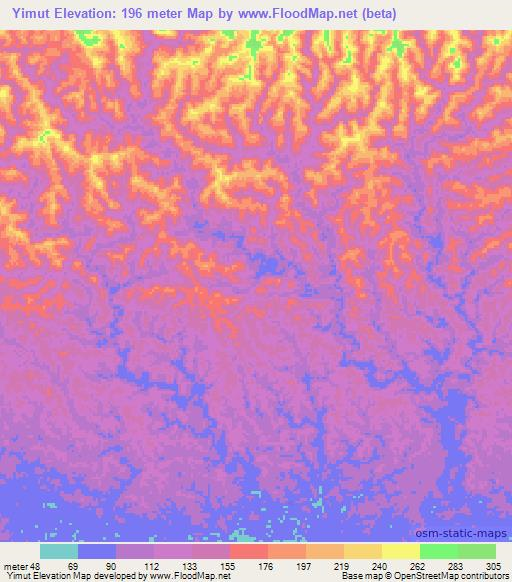 Yimut,Papua New Guinea Elevation Map