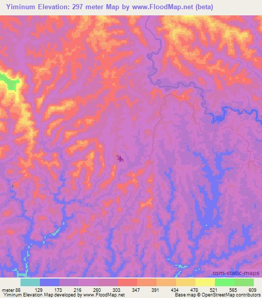 Yiminum,Papua New Guinea Elevation Map