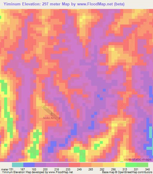 Yiminum,Papua New Guinea Elevation Map