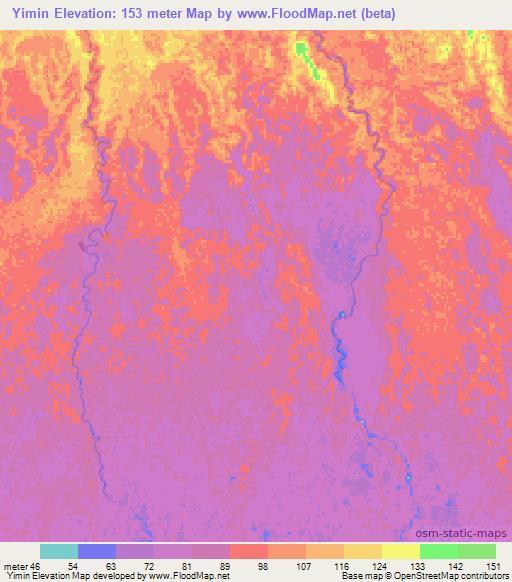 Yimin,Papua New Guinea Elevation Map