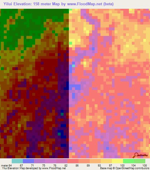 Yilui,Papua New Guinea Elevation Map