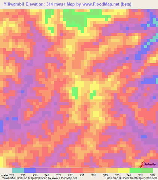 Yiliwambil,Papua New Guinea Elevation Map