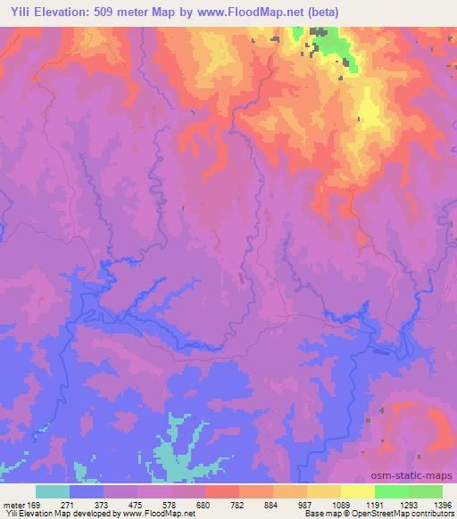 Yili,Papua New Guinea Elevation Map