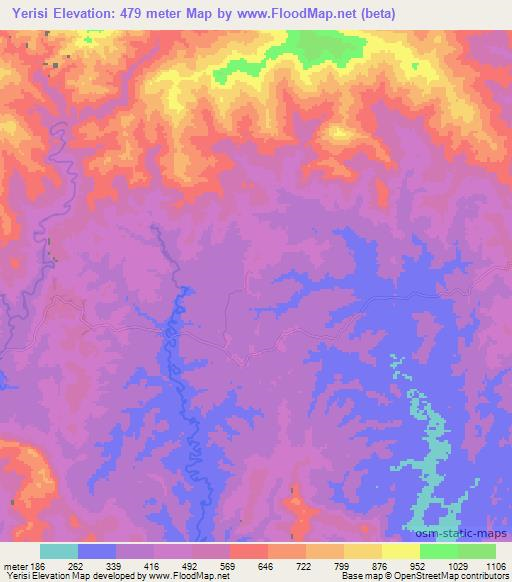 Yerisi,Papua New Guinea Elevation Map