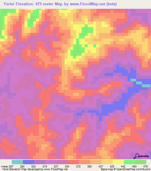 Yerisi,Papua New Guinea Elevation Map