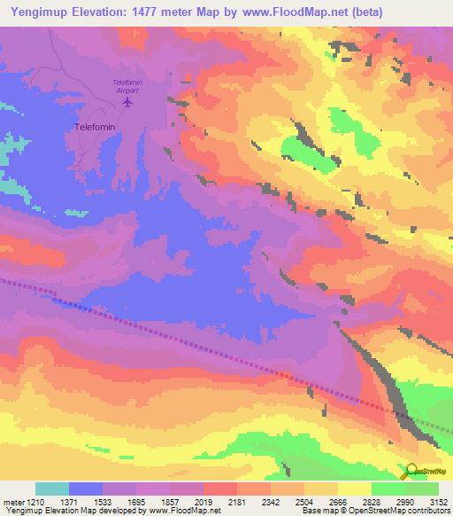 Yengimup,Papua New Guinea Elevation Map