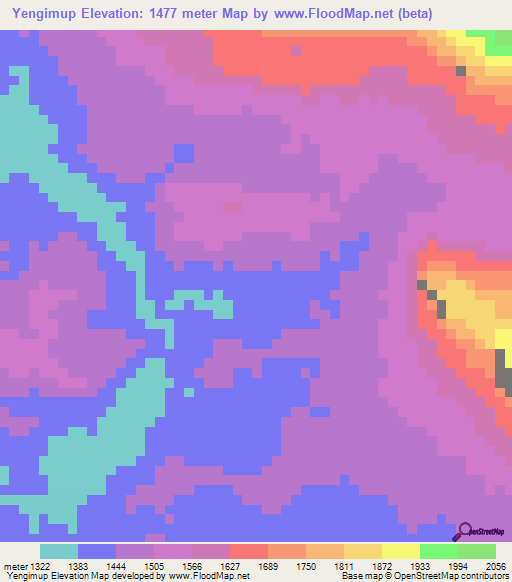 Yengimup,Papua New Guinea Elevation Map