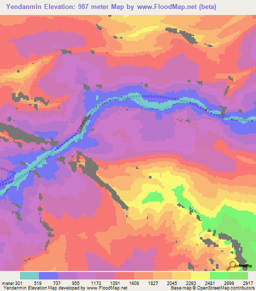 Yendanmin,Papua New Guinea Elevation Map