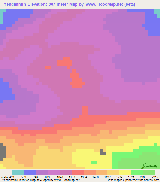 Yendanmin,Papua New Guinea Elevation Map