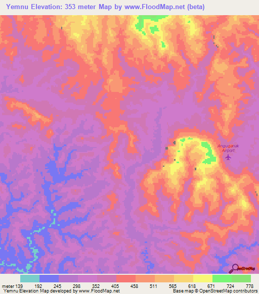 Yemnu,Papua New Guinea Elevation Map