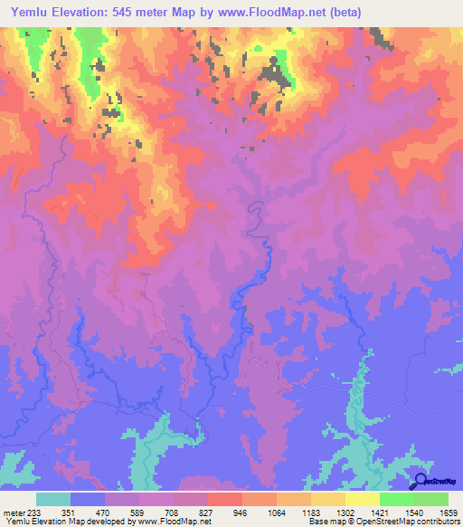 Yemlu,Papua New Guinea Elevation Map