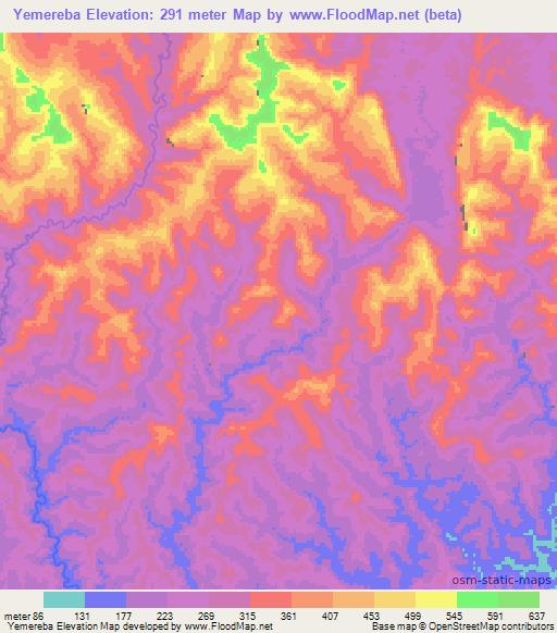 Yemereba,Papua New Guinea Elevation Map