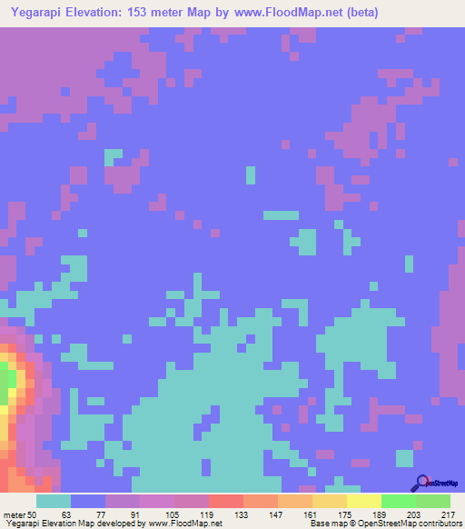 Yegarapi,Papua New Guinea Elevation Map