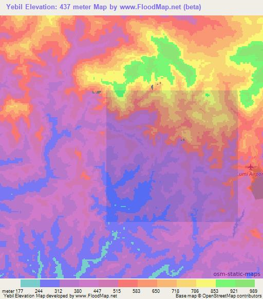 Yebil,Papua New Guinea Elevation Map