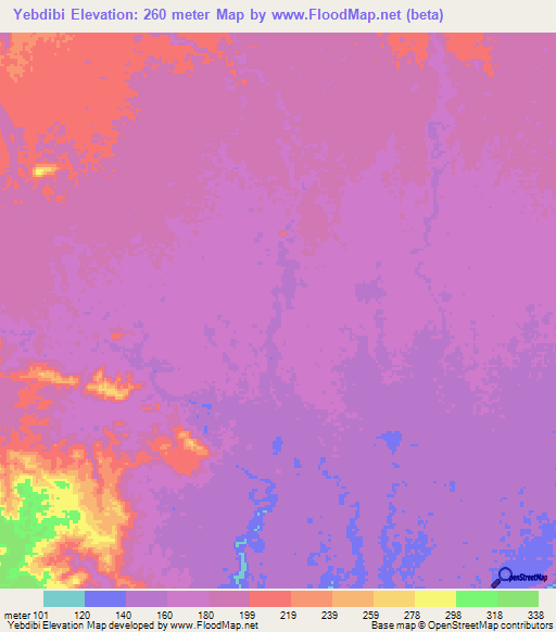 Yebdibi,Papua New Guinea Elevation Map