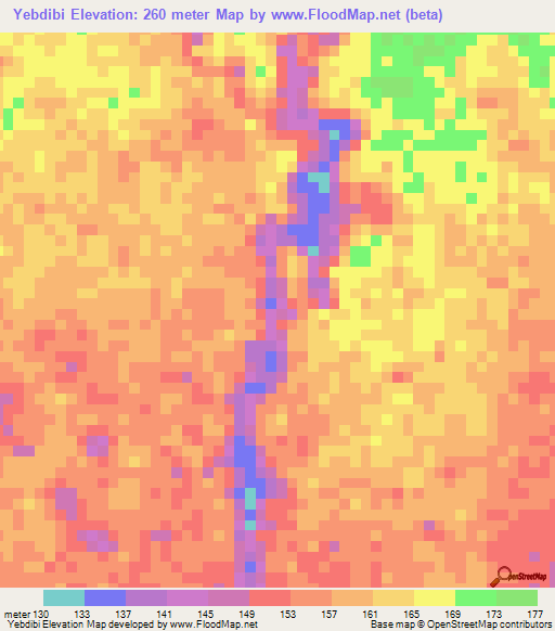 Yebdibi,Papua New Guinea Elevation Map