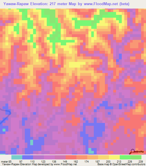 Yawaw-Rapaw,Papua New Guinea Elevation Map