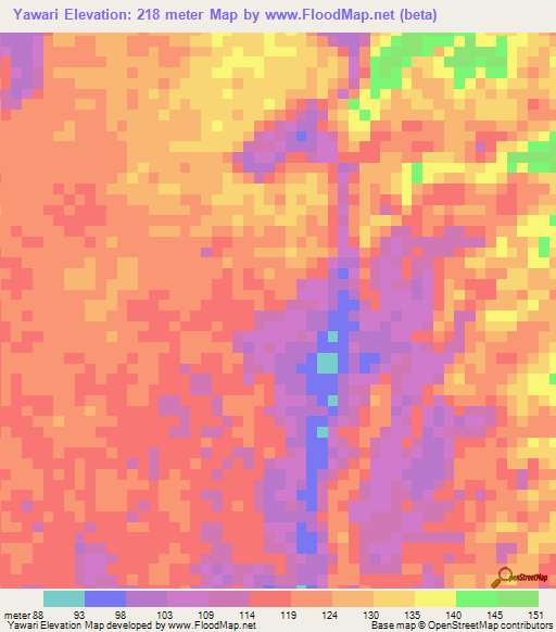 Yawari,Papua New Guinea Elevation Map