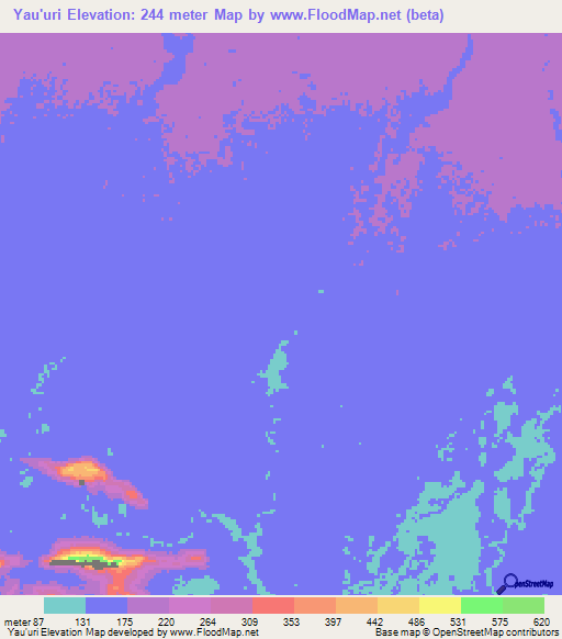 Yau'uri,Papua New Guinea Elevation Map