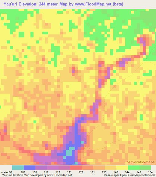 Yau'uri,Papua New Guinea Elevation Map