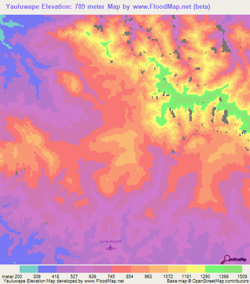 Yauluwape,Papua New Guinea Elevation Map