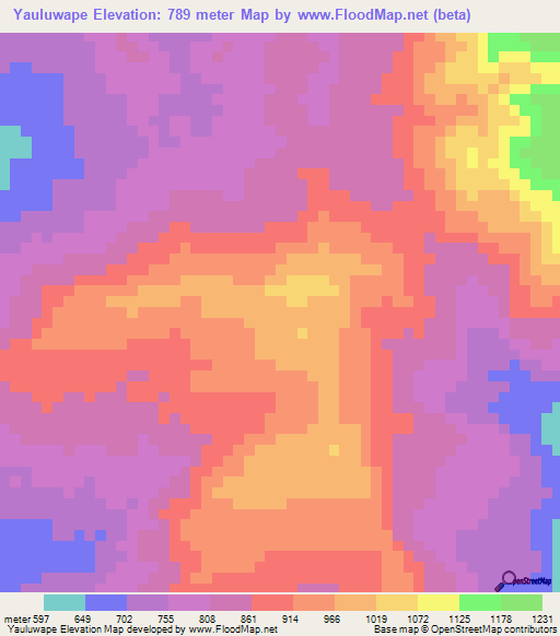 Yauluwape,Papua New Guinea Elevation Map