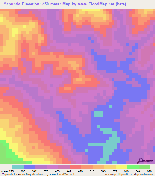 Yapunda,Papua New Guinea Elevation Map