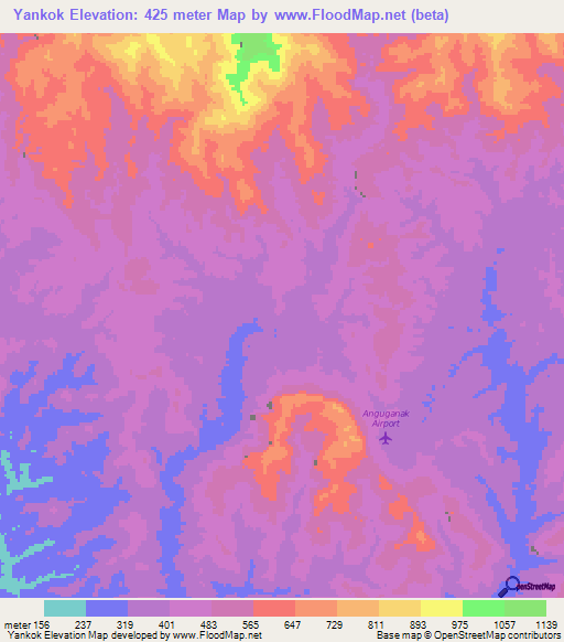 Yankok,Papua New Guinea Elevation Map