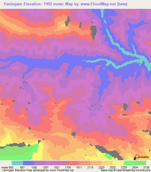 Yaningam,Papua New Guinea Elevation Map