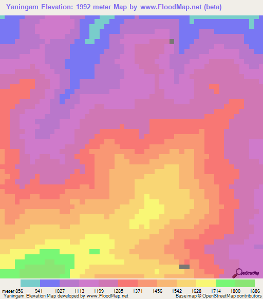 Yaningam,Papua New Guinea Elevation Map