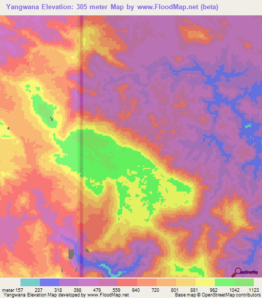 Yangwana,Papua New Guinea Elevation Map