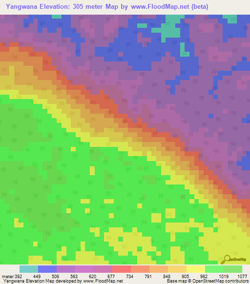 Yangwana,Papua New Guinea Elevation Map