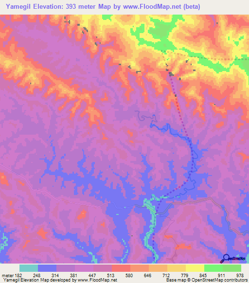 Yamegil,Papua New Guinea Elevation Map