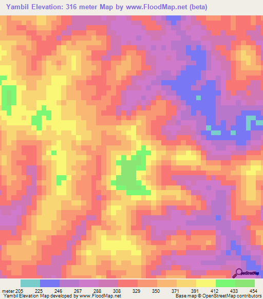 Yambil,Papua New Guinea Elevation Map