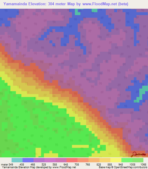 Yamamainda,Papua New Guinea Elevation Map