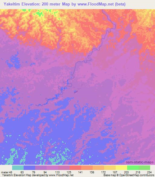 Yakeltim,Papua New Guinea Elevation Map