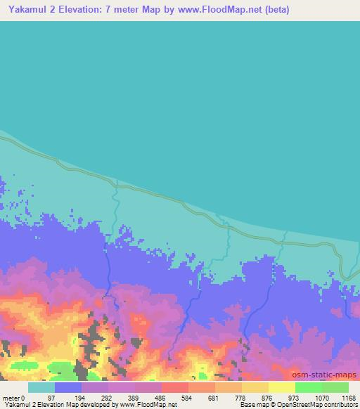 Yakamul 2,Papua New Guinea Elevation Map