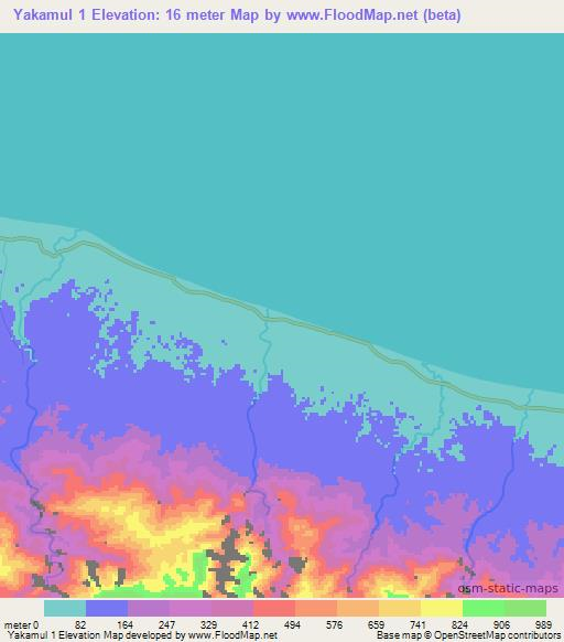 Yakamul 1,Papua New Guinea Elevation Map